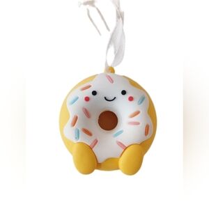 Yellow and White Donut Ornament with Sprinkles